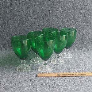 Elegant Green Glass Goblets Set
